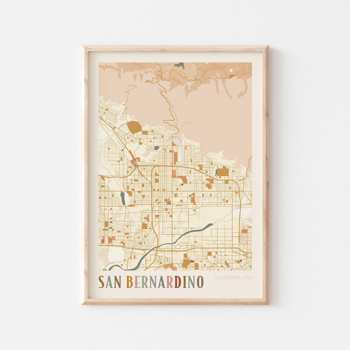 san bernardino, california map poster - image 1
