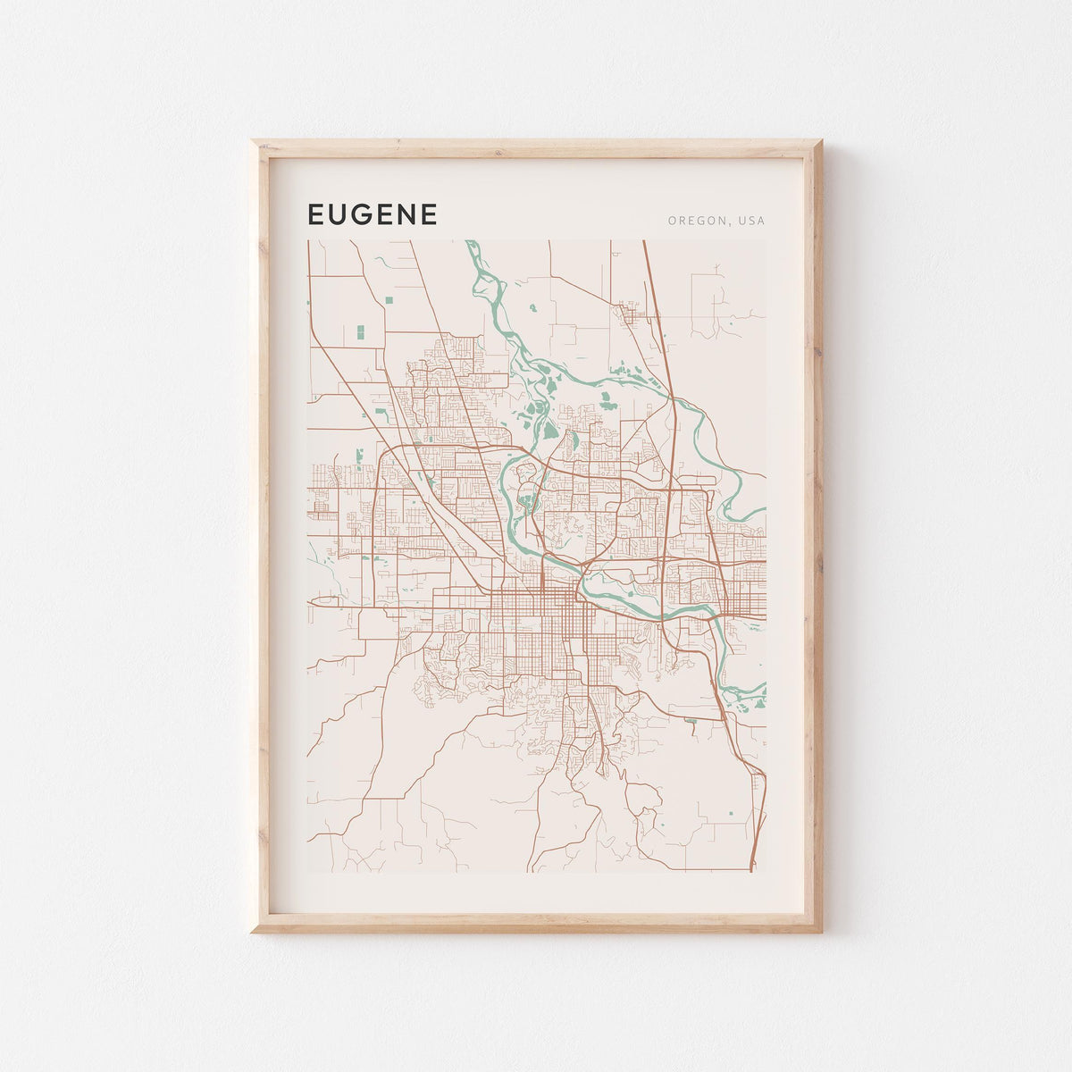 eugene, oregon map poster - image 1