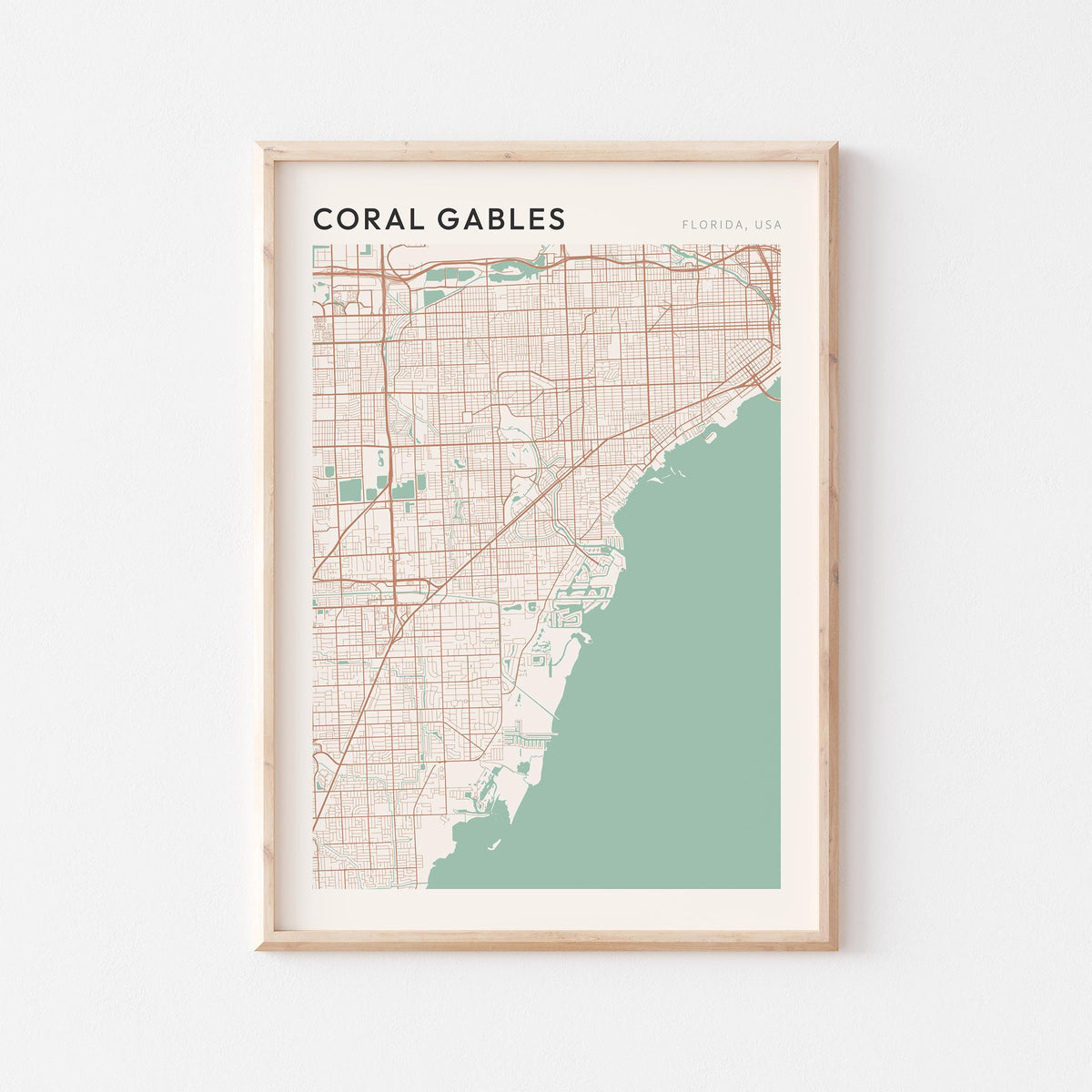 coral gables, florida map poster - image 1