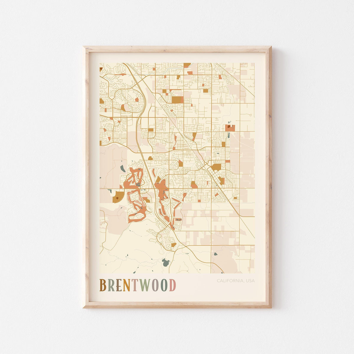 brentwood, california map poster - image 1