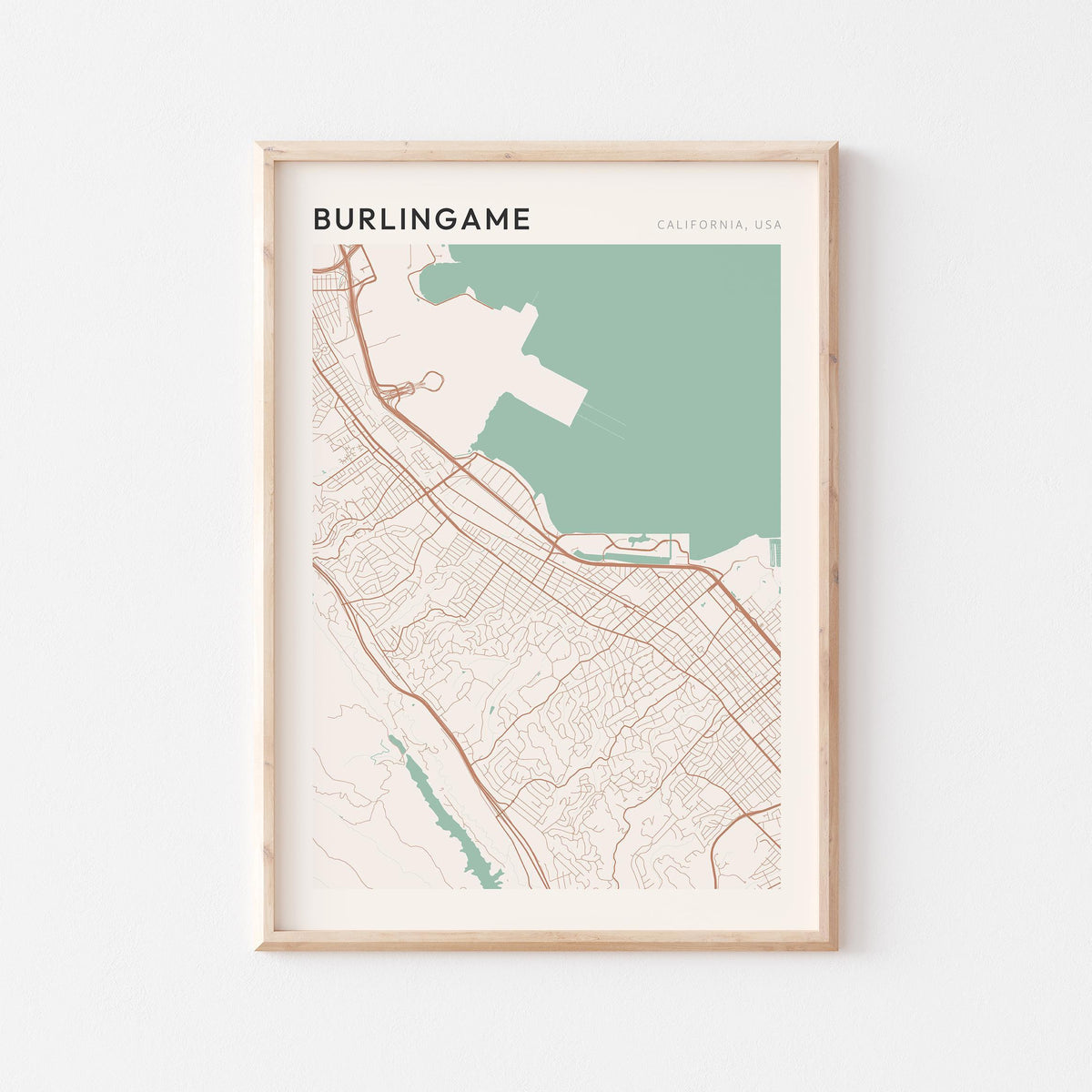 burlingame, california map poster - image 1