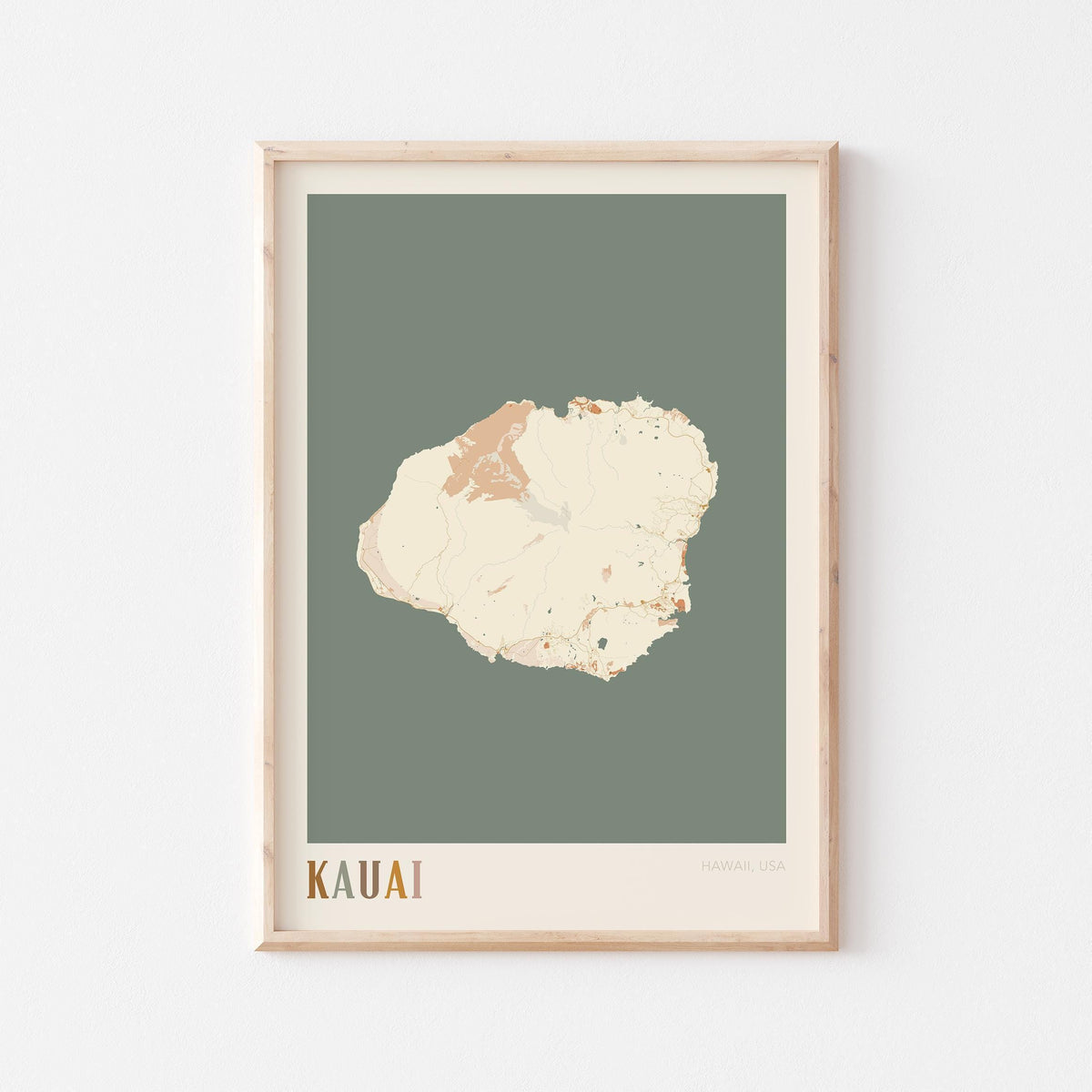 kauai, hawaii map poster - image 1