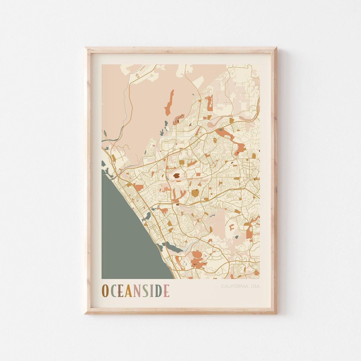 oceanside, california map poster - image 1