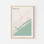 surf city, north carolina map poster - image 1
