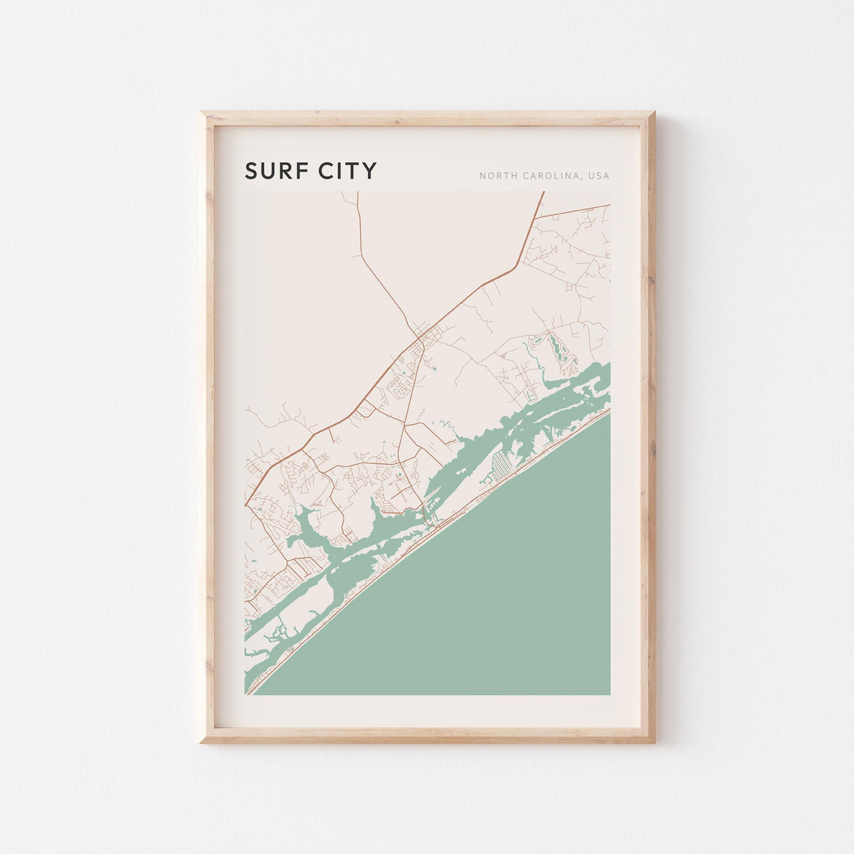 surf city, north carolina map poster - image 1