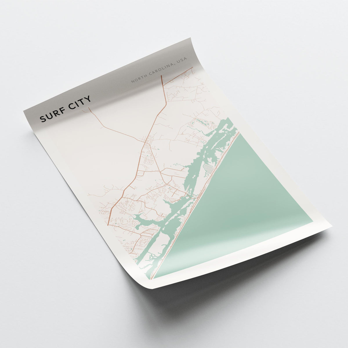 surf city, north carolina map poster - image 3