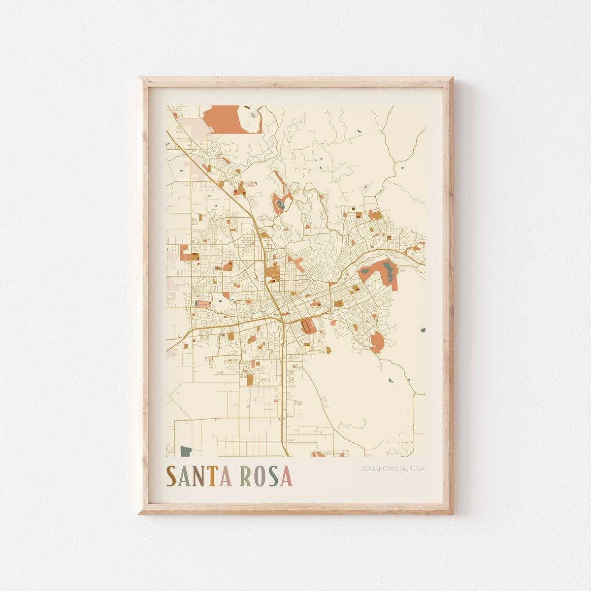 santa rosa, california map poster - image 1