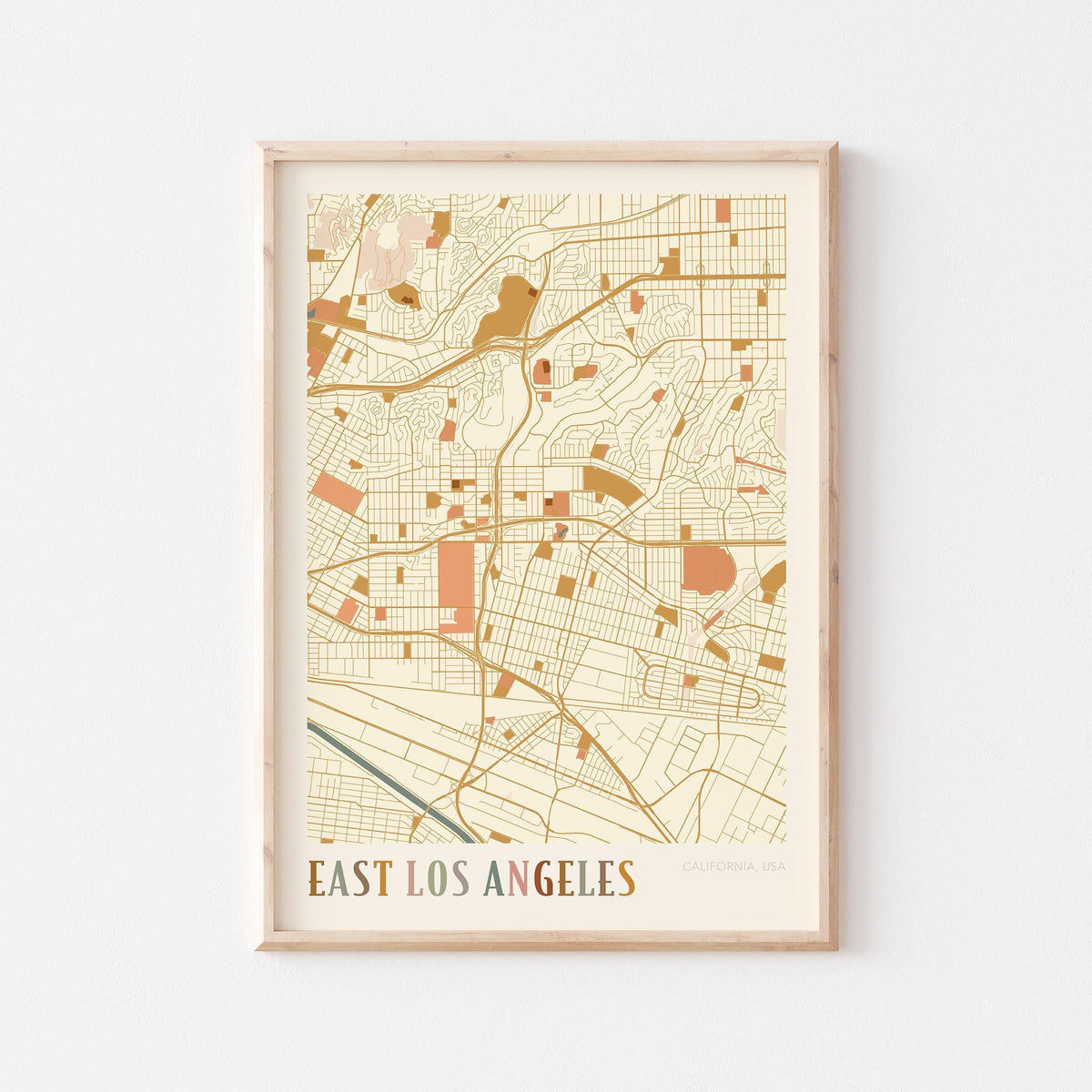 east los angeles, california map poster - image 1