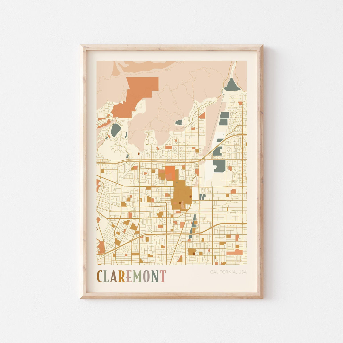 claremont, california map poster - image 1