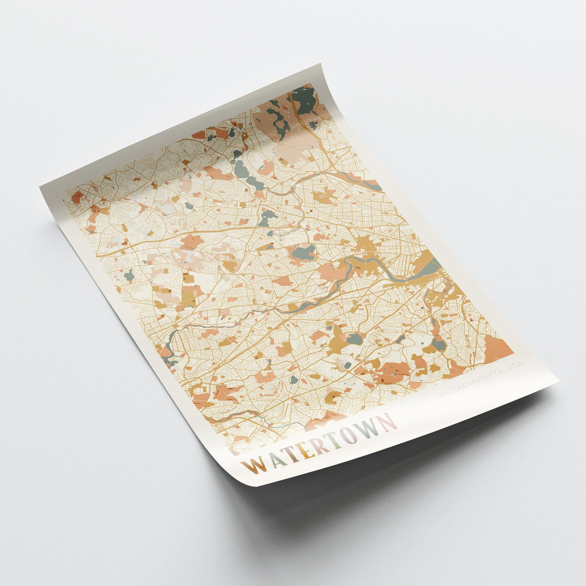 watertown, massachusetts map poster - image 4