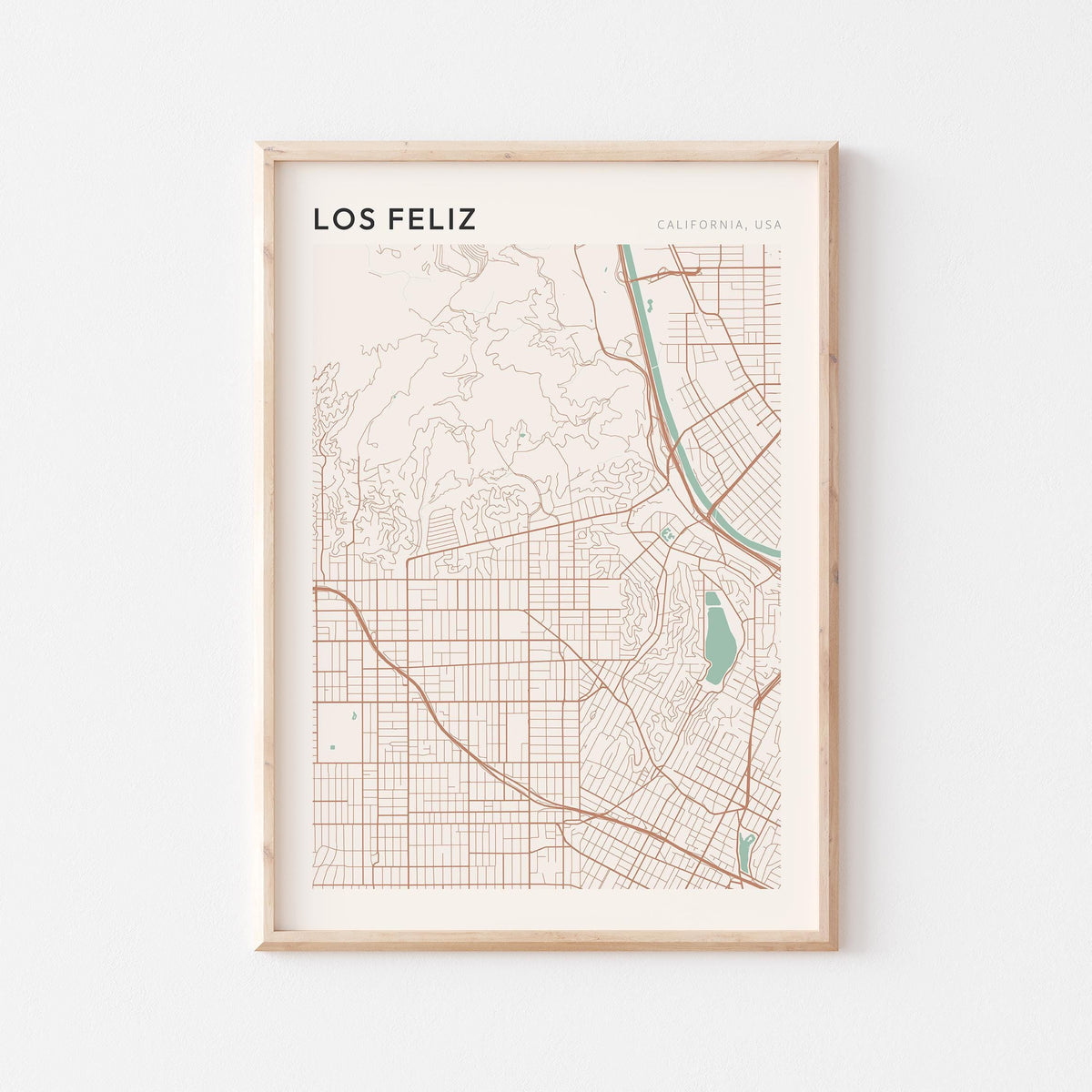 los feliz, california map poster - image 1