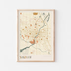 saginaw, michigan map poster - image 1