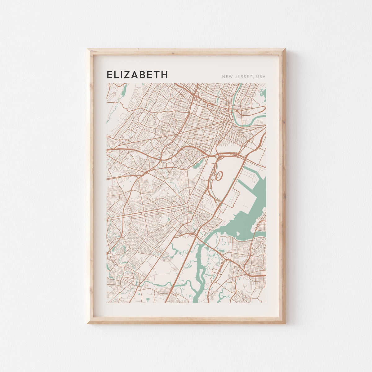 elizabeth, new jersey map poster - image 1
