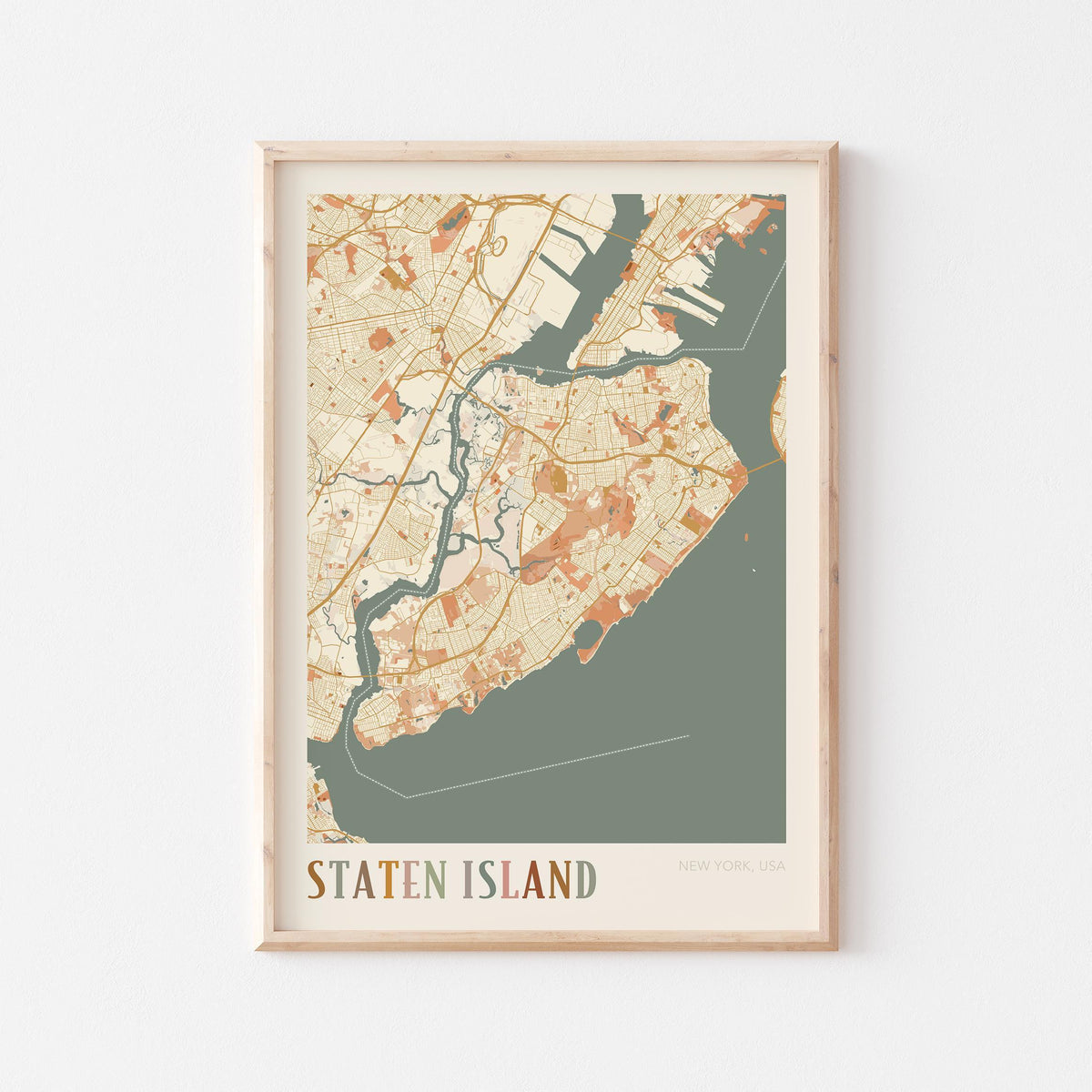 staten island, new york map poster - image 1