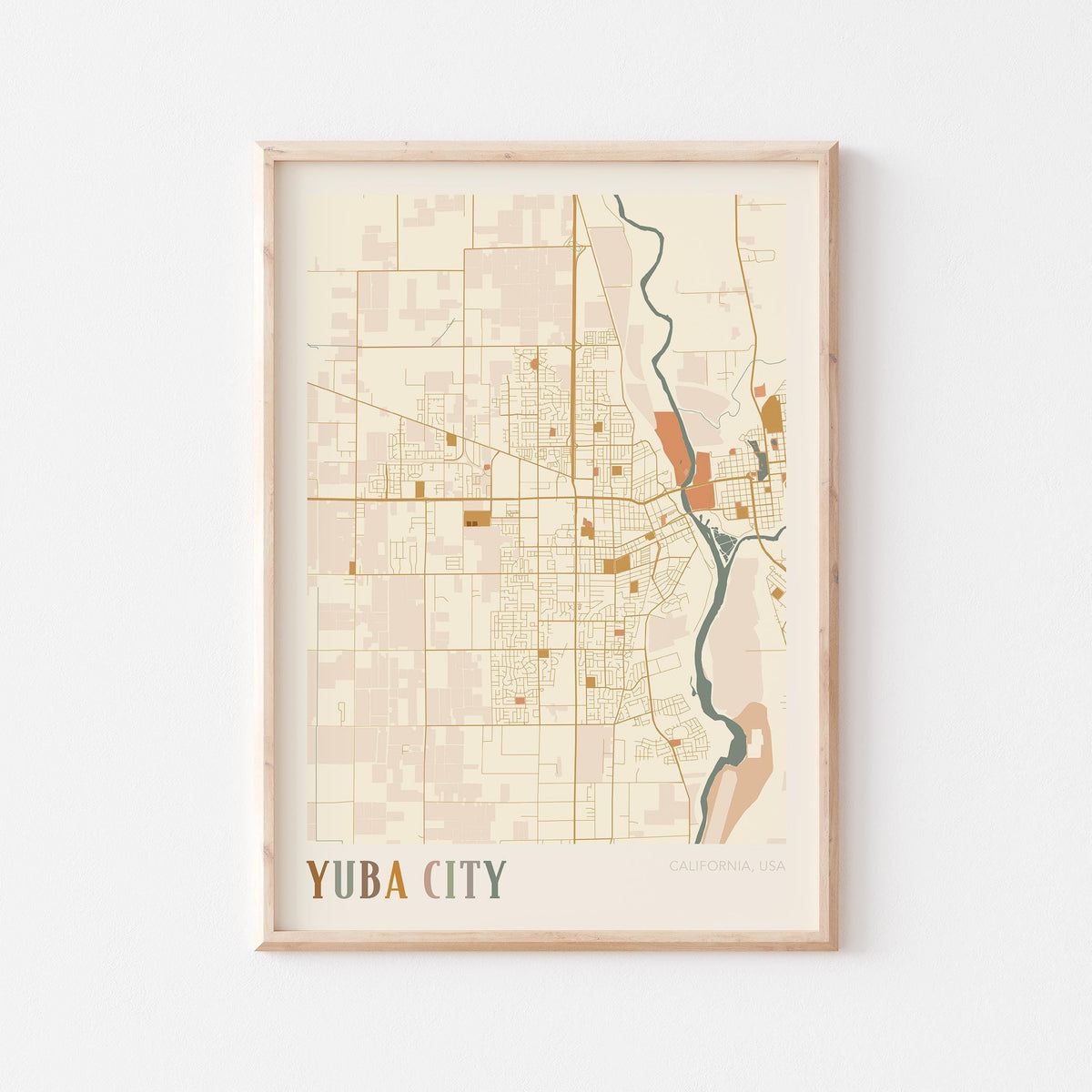 yuba city, california map poster - image 1