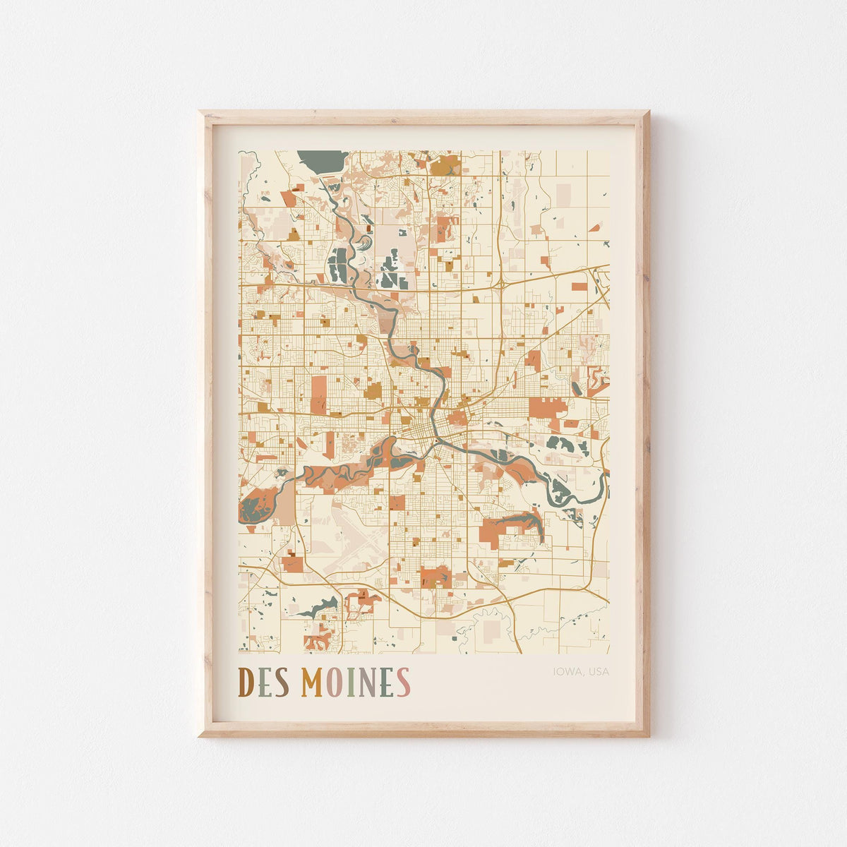 des moines, iowa map poster - image 1