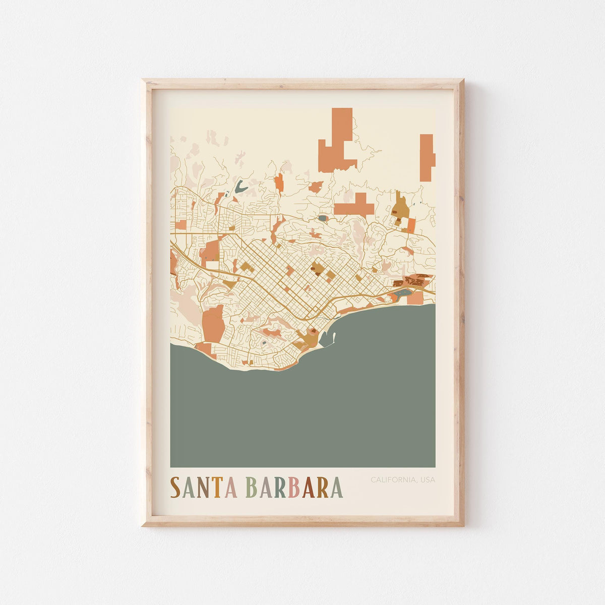 santa barbara, california map poster - image 1