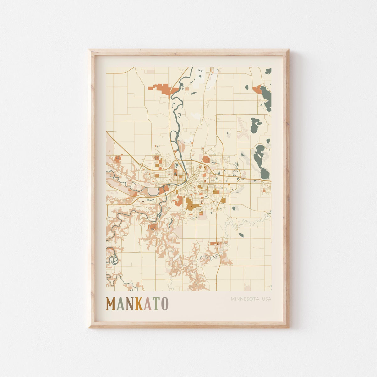 mankato, minnesota map poster - image 1