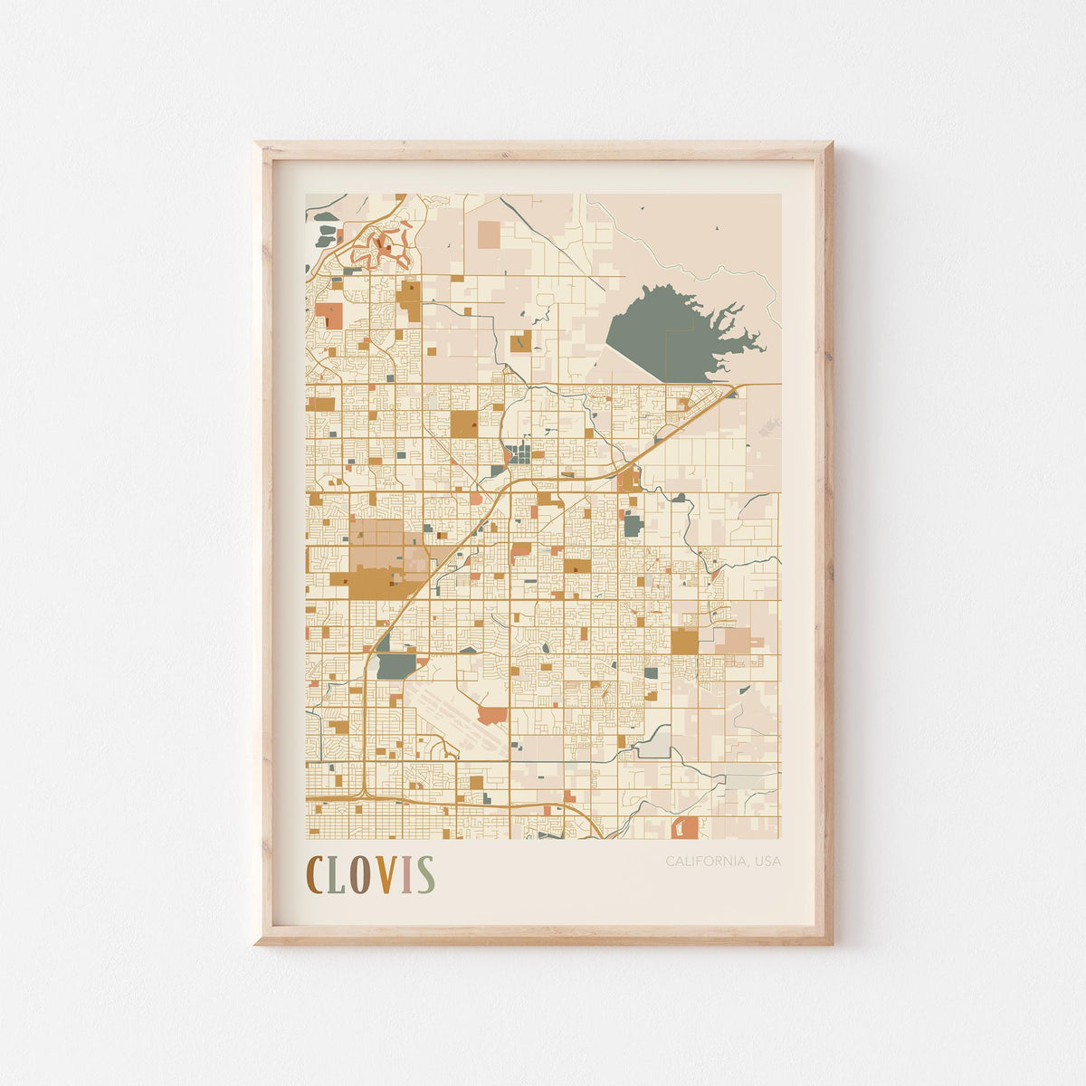 clovis, california map poster - image 1