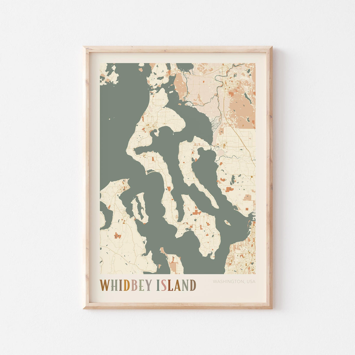 whidbey island, washington map poster - image 1