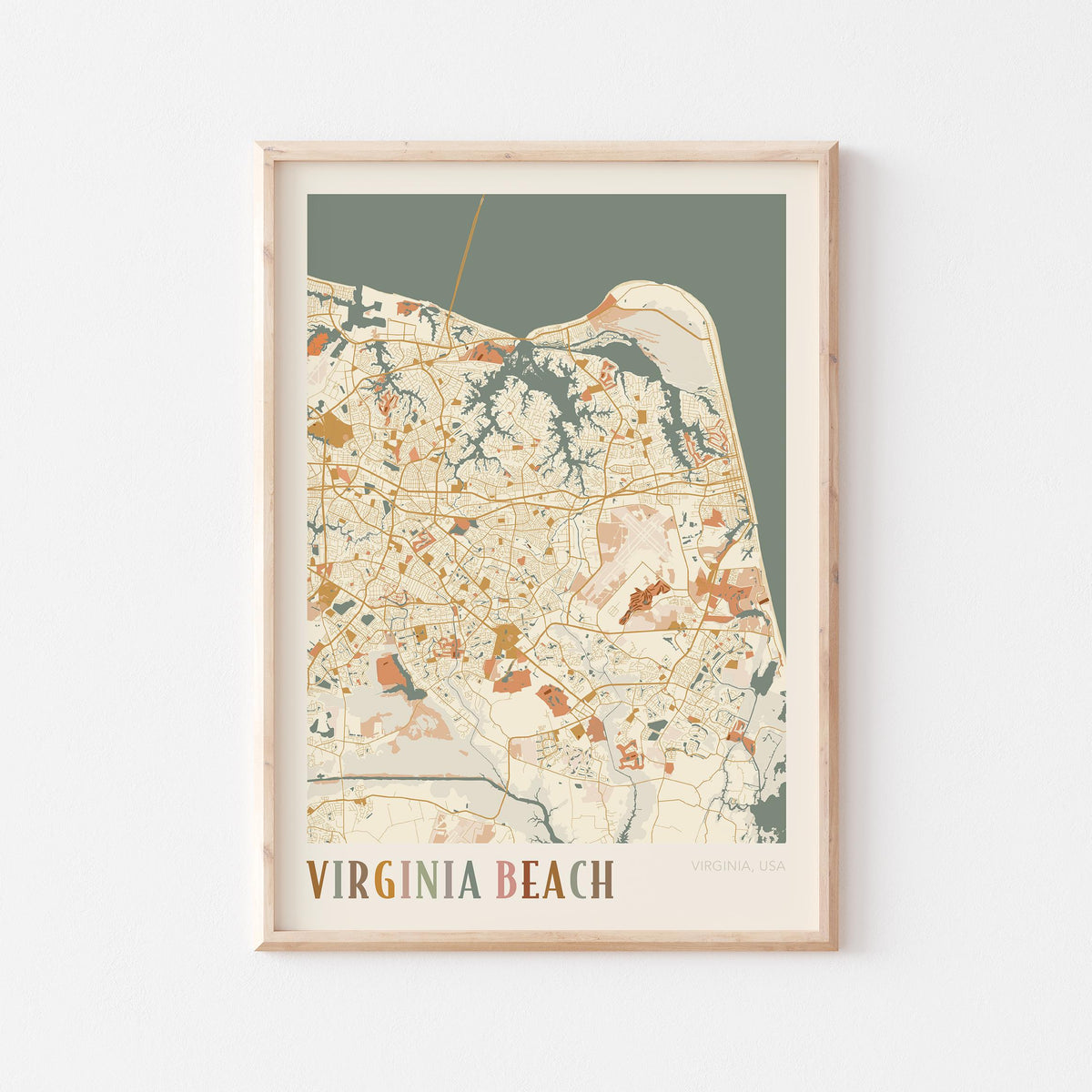 virginia beach, virginia map poster - image 1