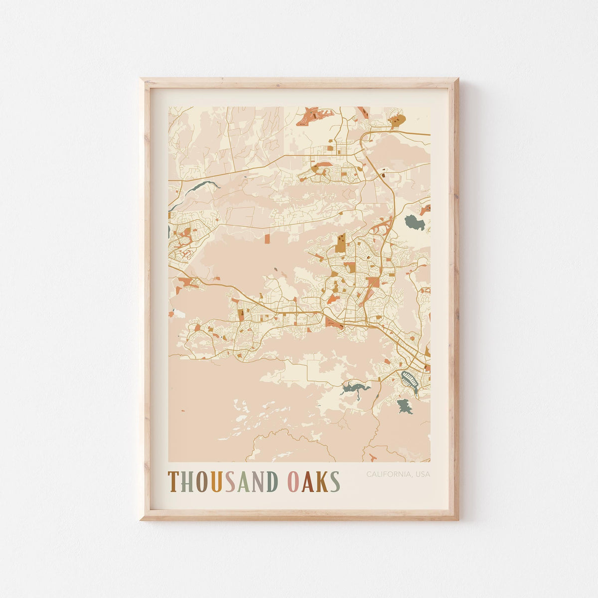 thousand oaks, california map poster - image 1