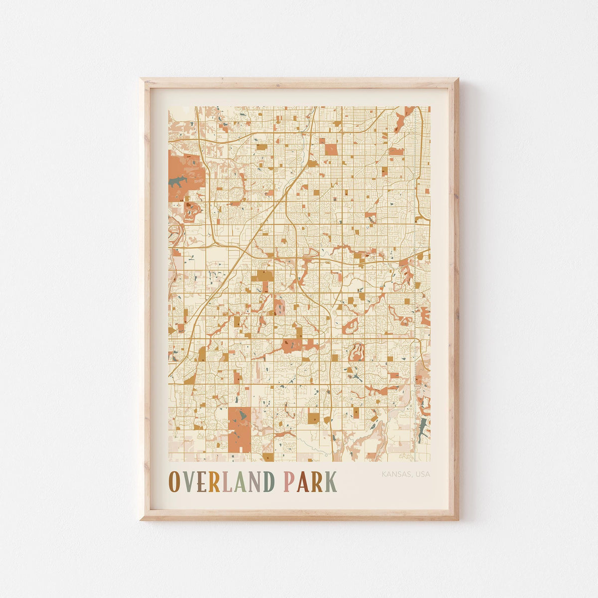 overland park, kansas map poster - image 1