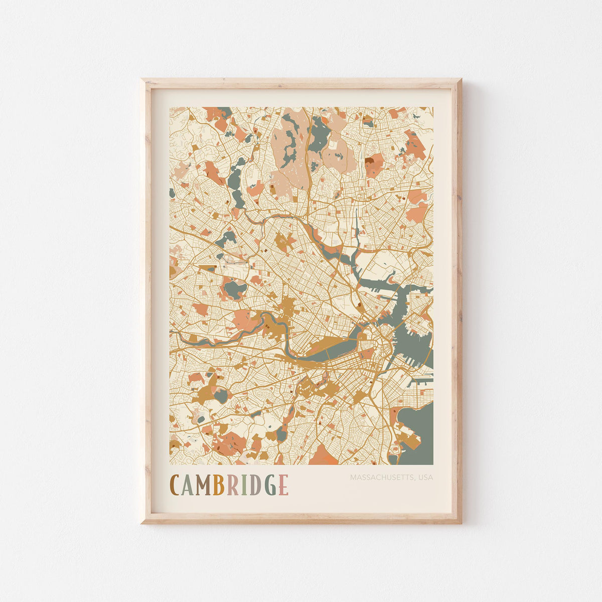 cambridge, massachusetts map poster - image 1