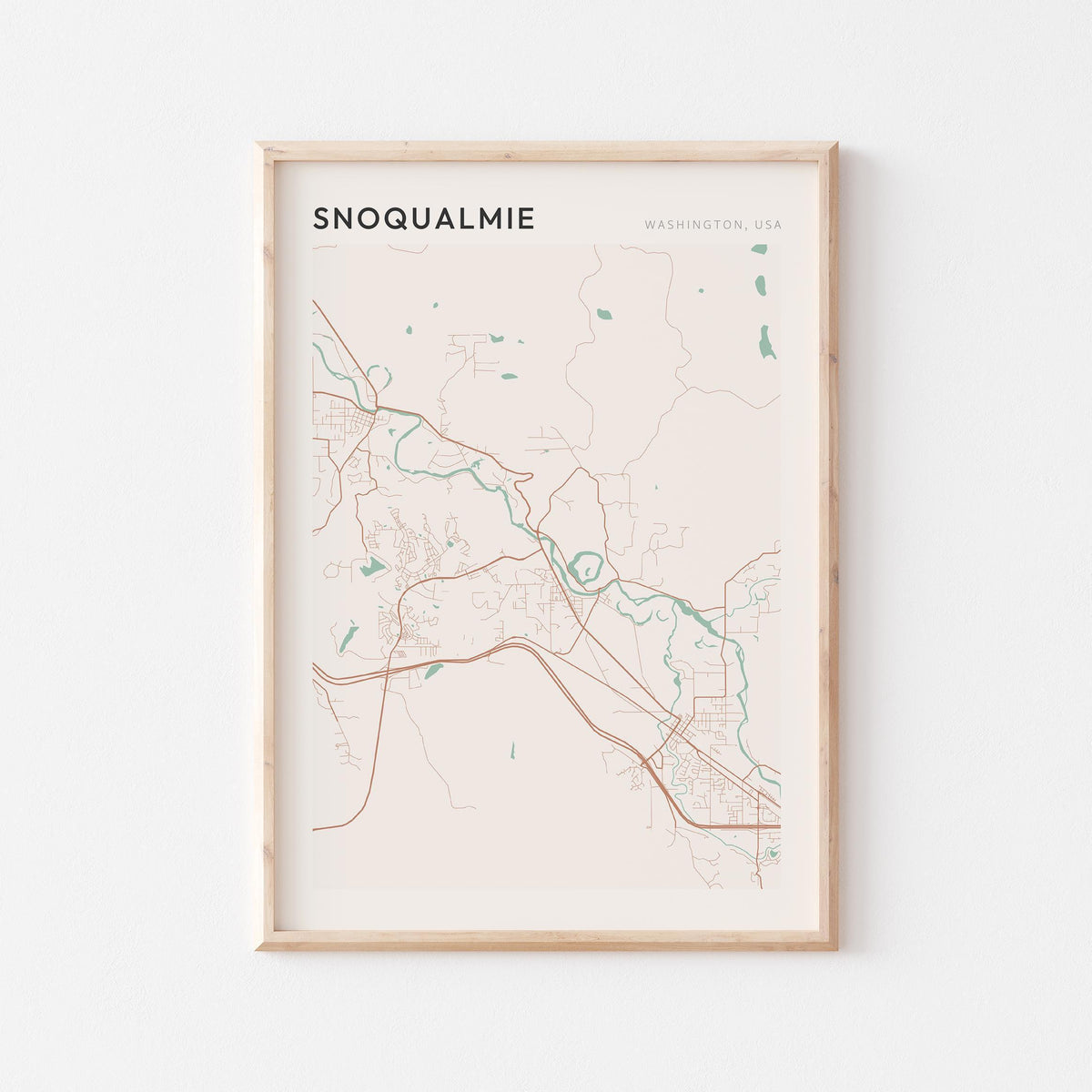 snoqualmie, washington map poster - image 1