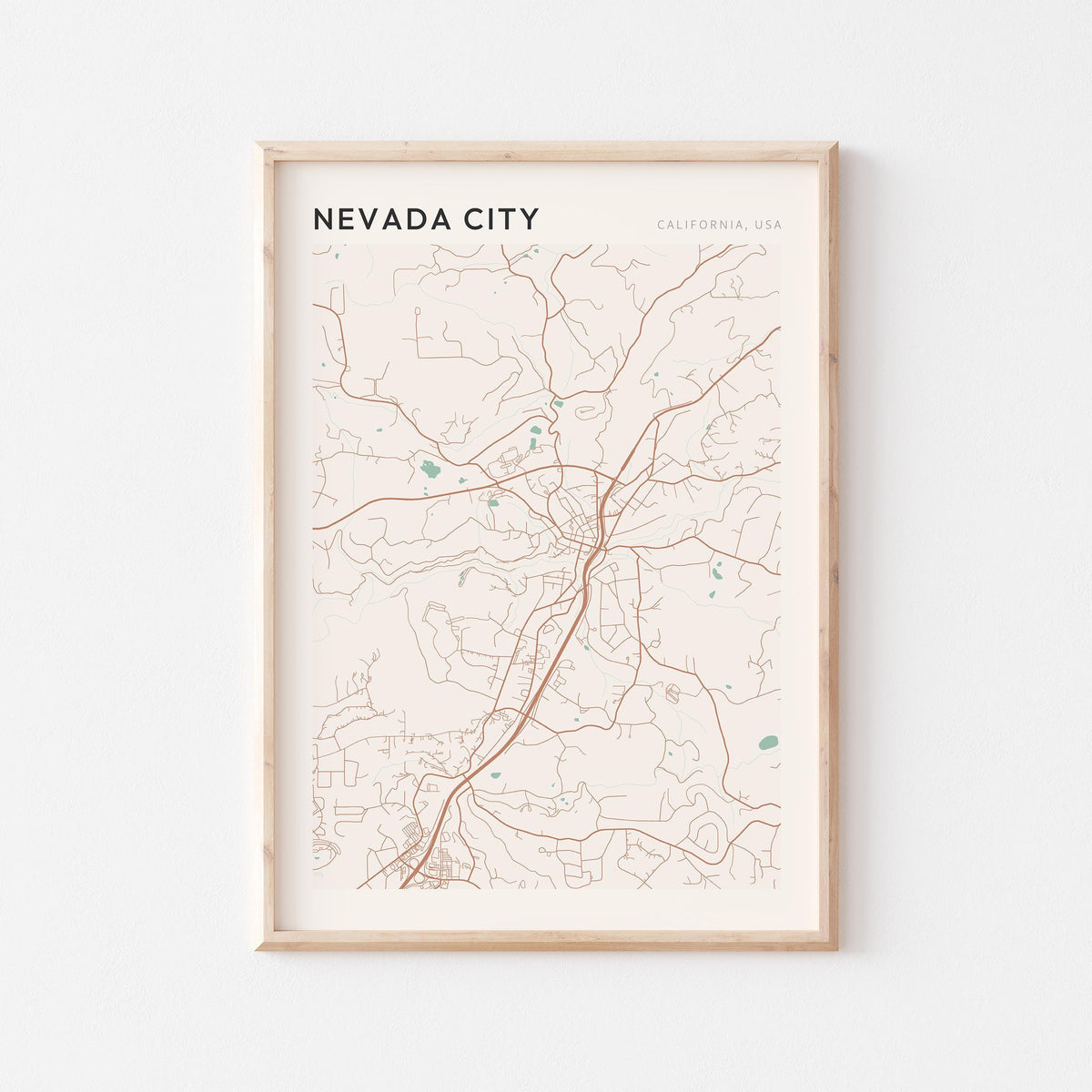nevada city, california map poster - image 1