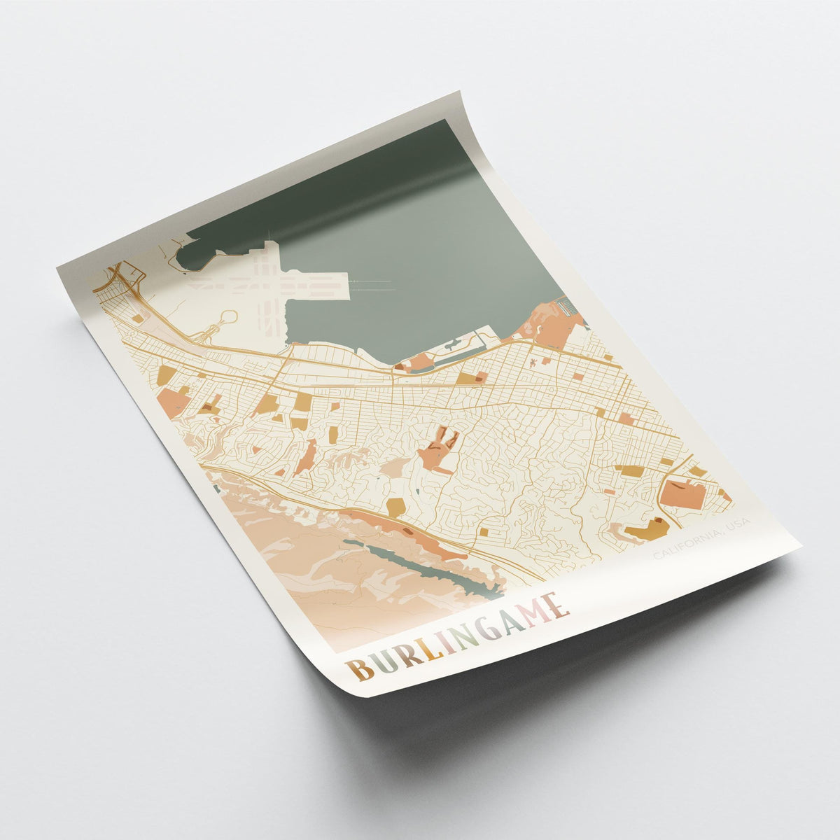 burlingame, california map poster - image 4
