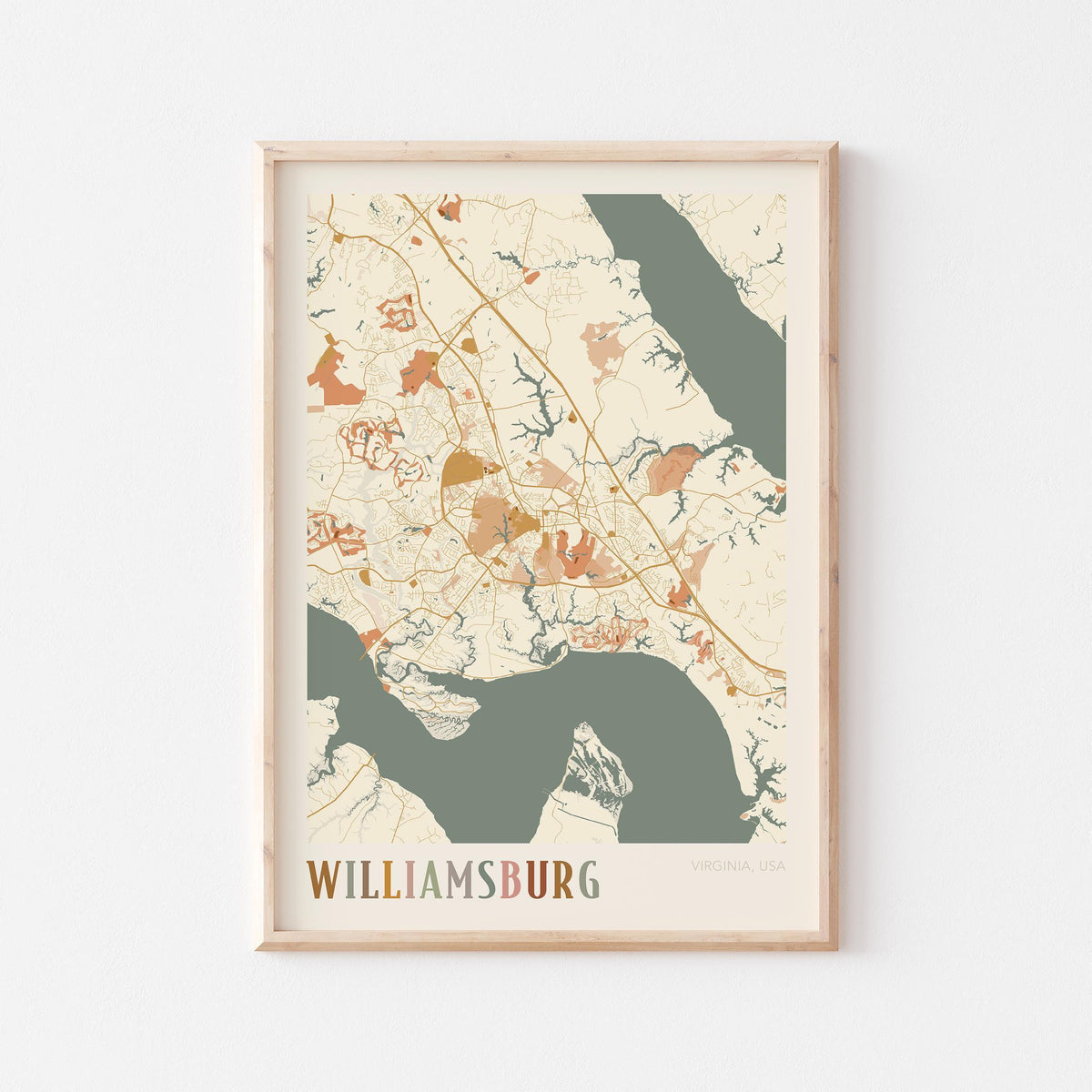 williamsburg, virginia map poster - image 1