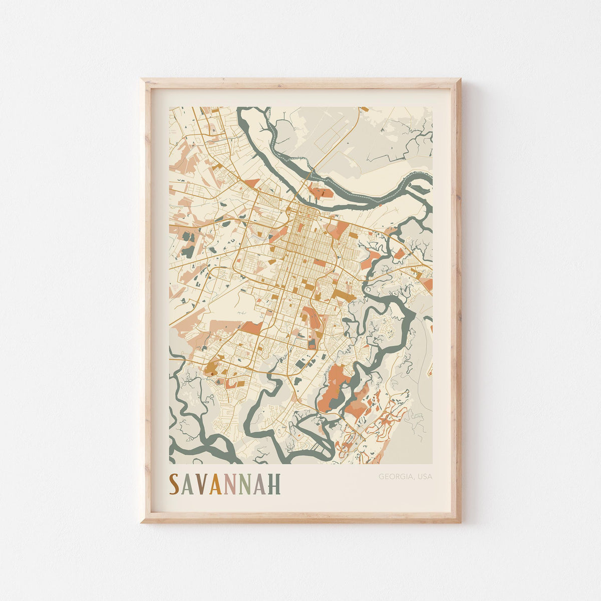 savannah, georgia map poster - image 1