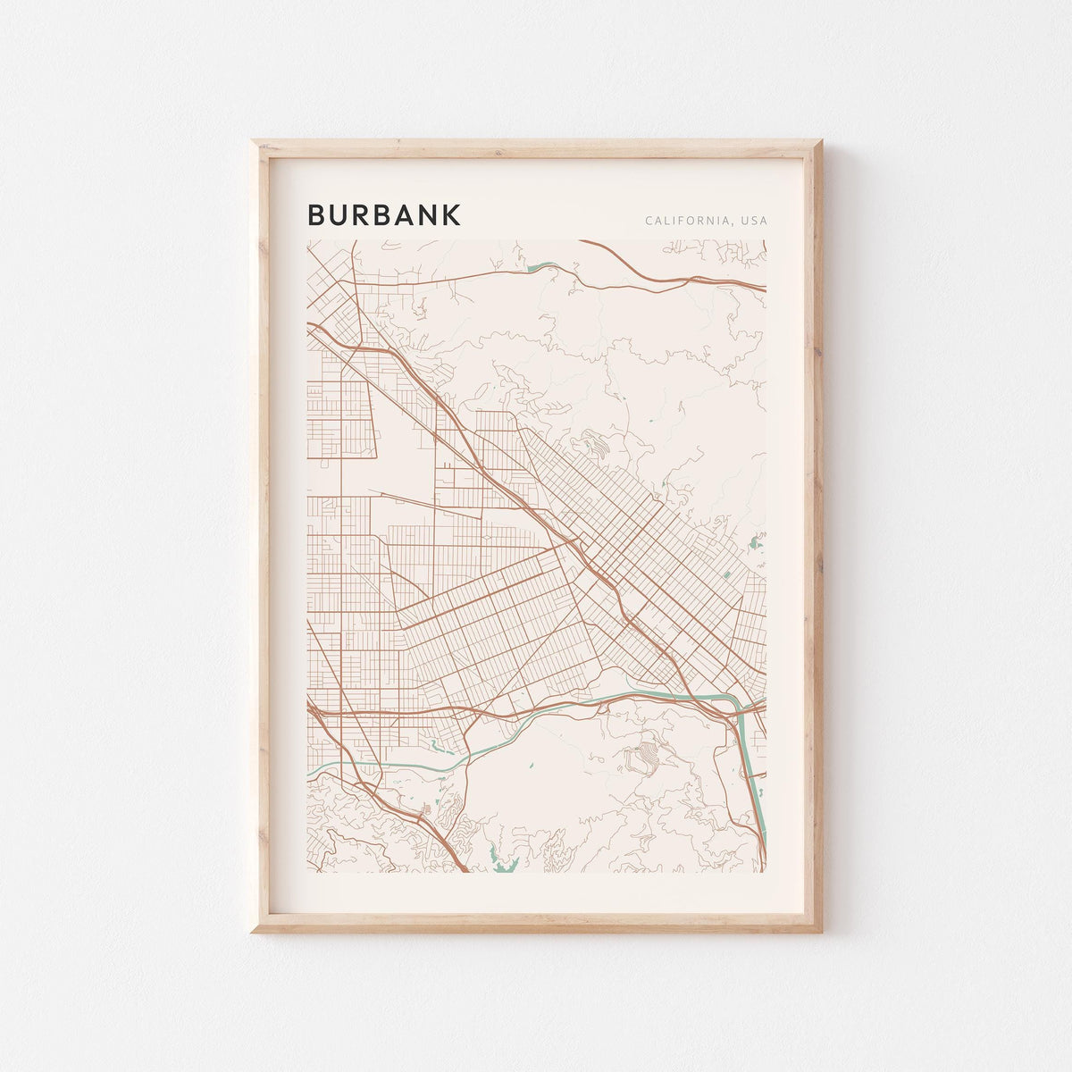 burbank, california map poster - image 1
