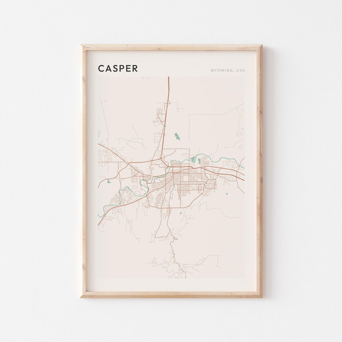 casper, wyoming map poster - image 1