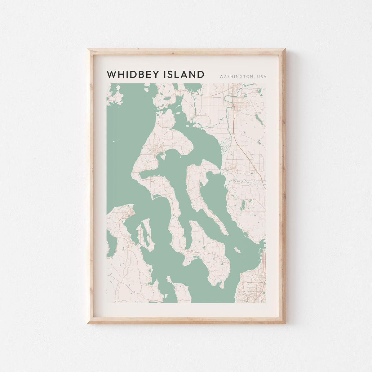 whidbey island, washington map poster - image 1