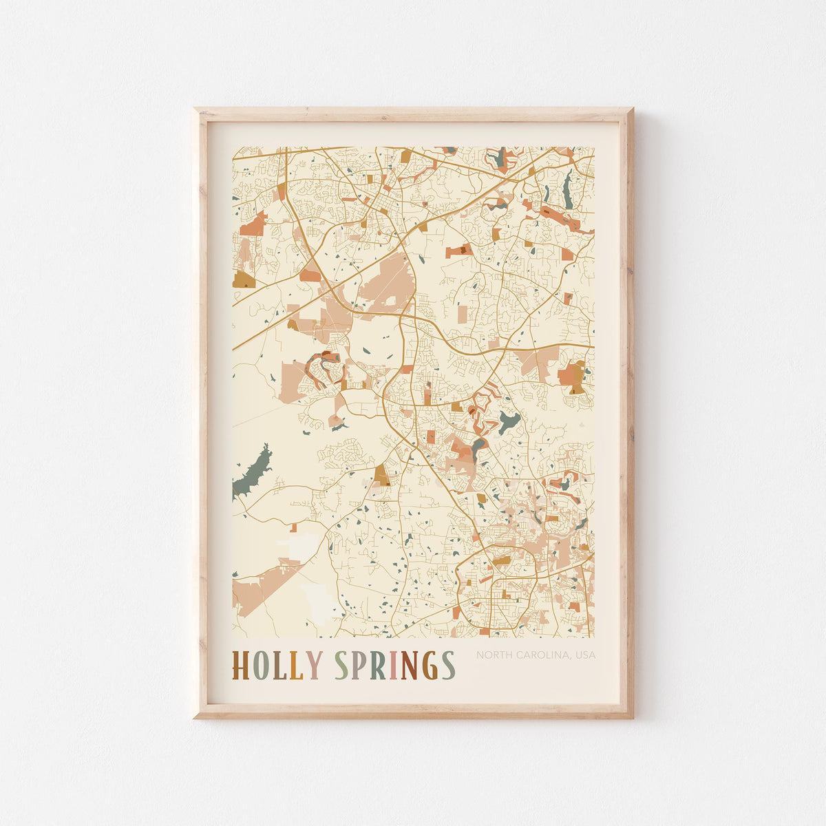 holly springs, north carolina map poster - image 1