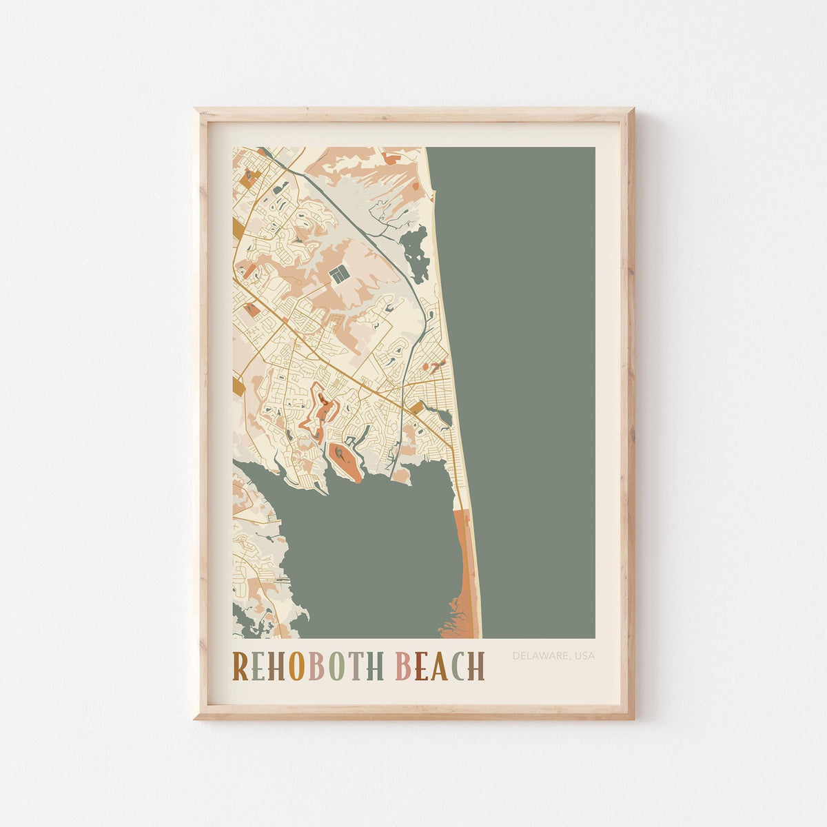 rehoboth beach, delaware map poster - image 1