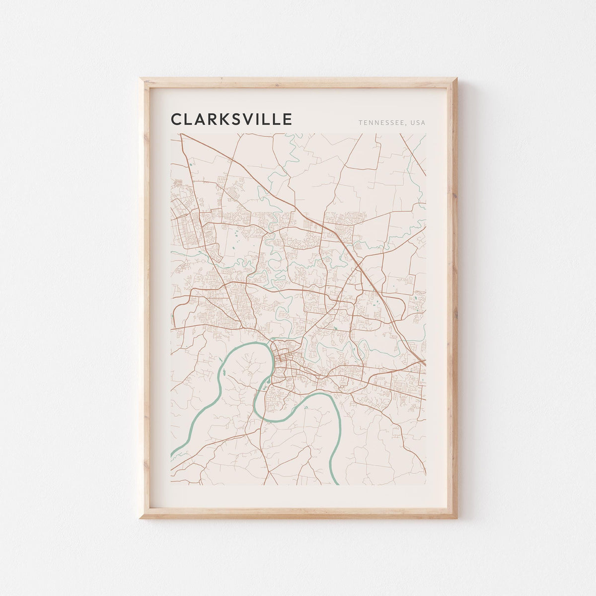 clarksville, tennessee map poster - image 1