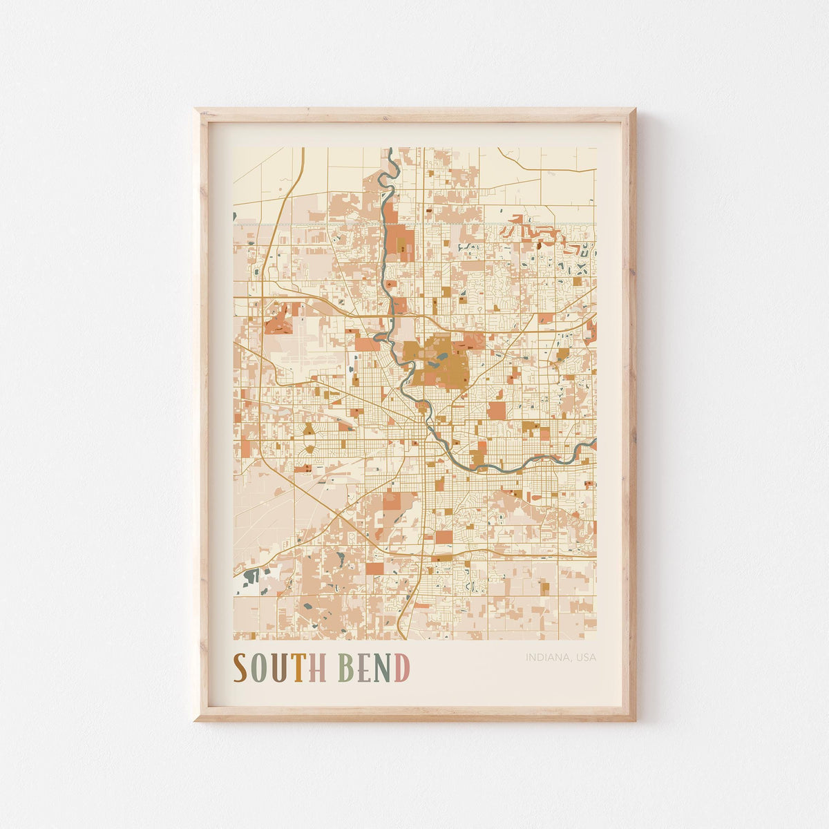 south bend, indiana map poster - image 1