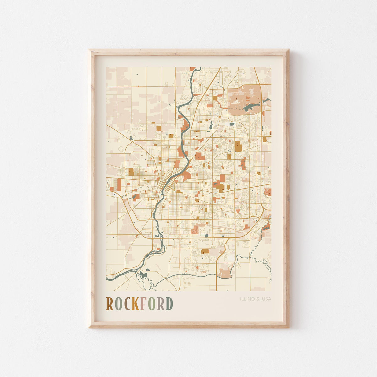 rockford, illinois map poster - image 1