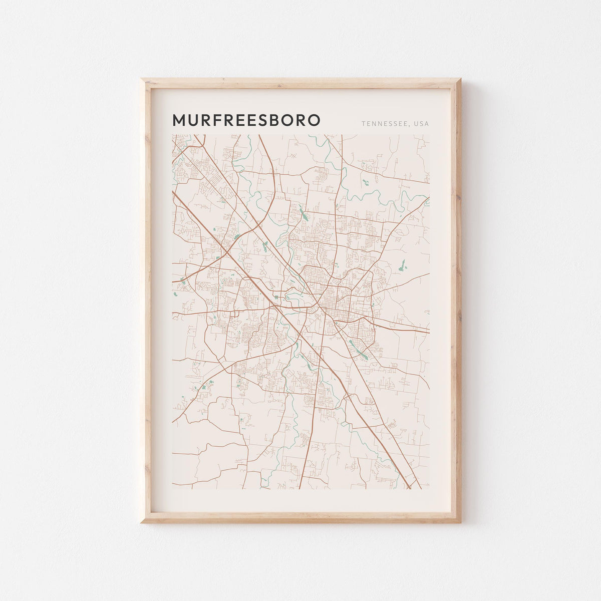 murfreesboro, tennessee map poster - image 1