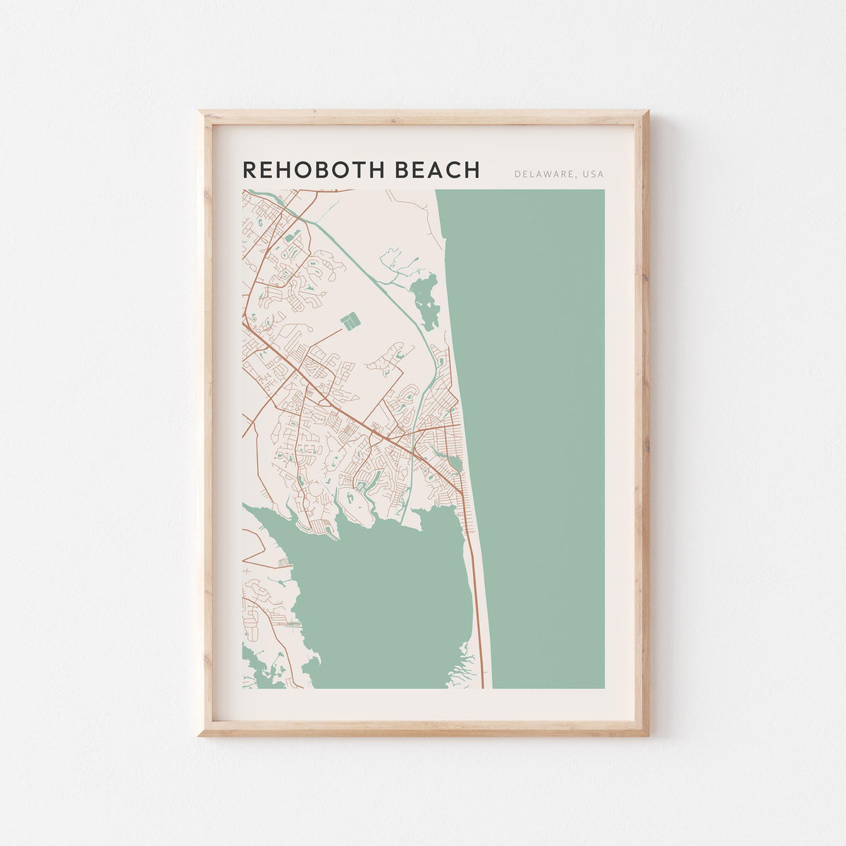rehoboth beach, delaware map poster - image 1