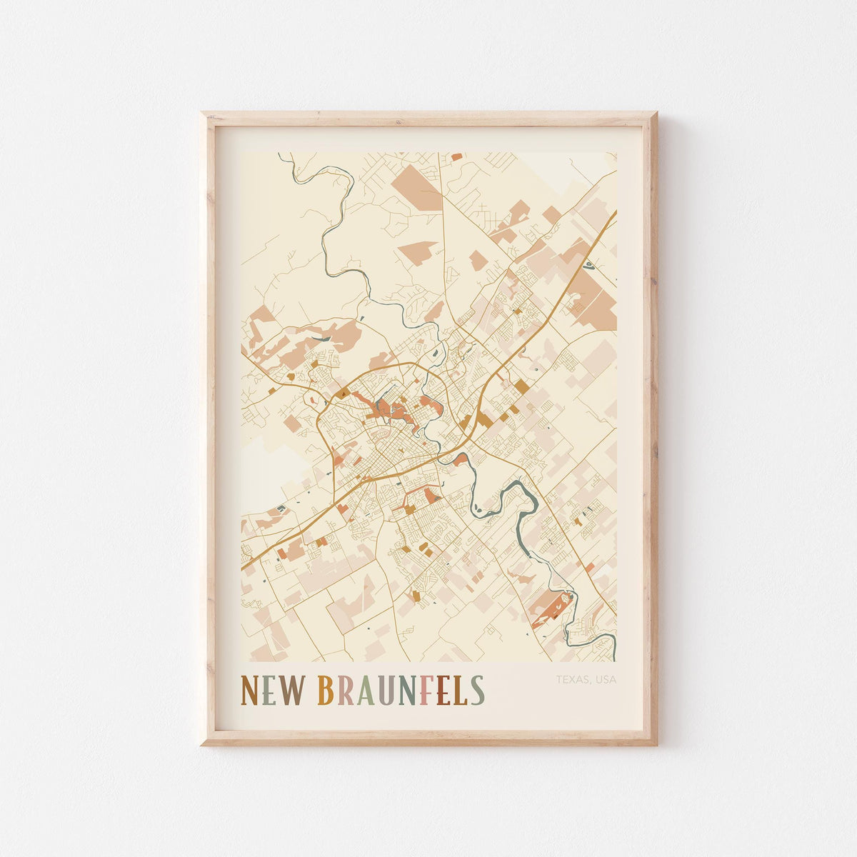 new braunfels, texas map poster - image 1