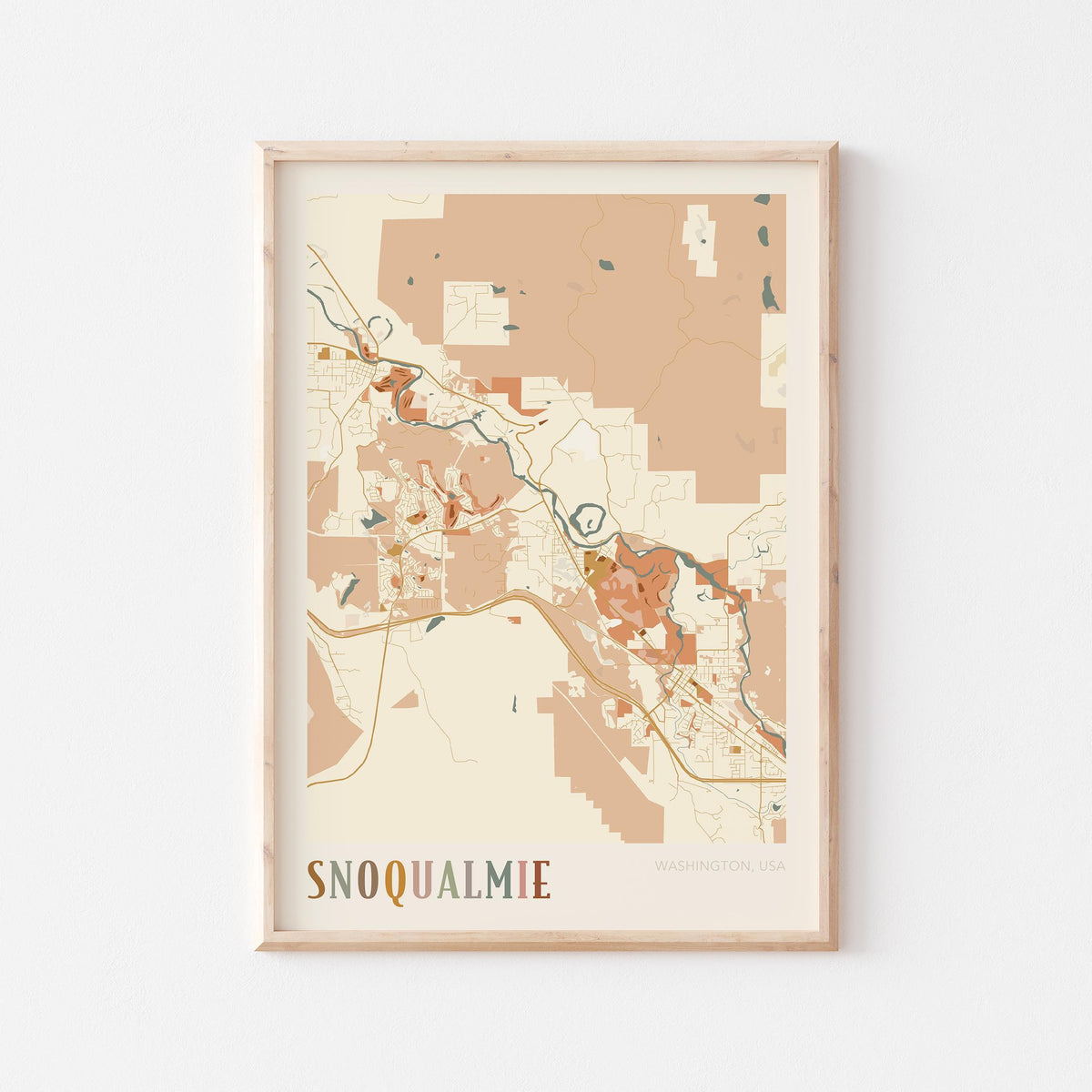 snoqualmie, washington map poster - image 1