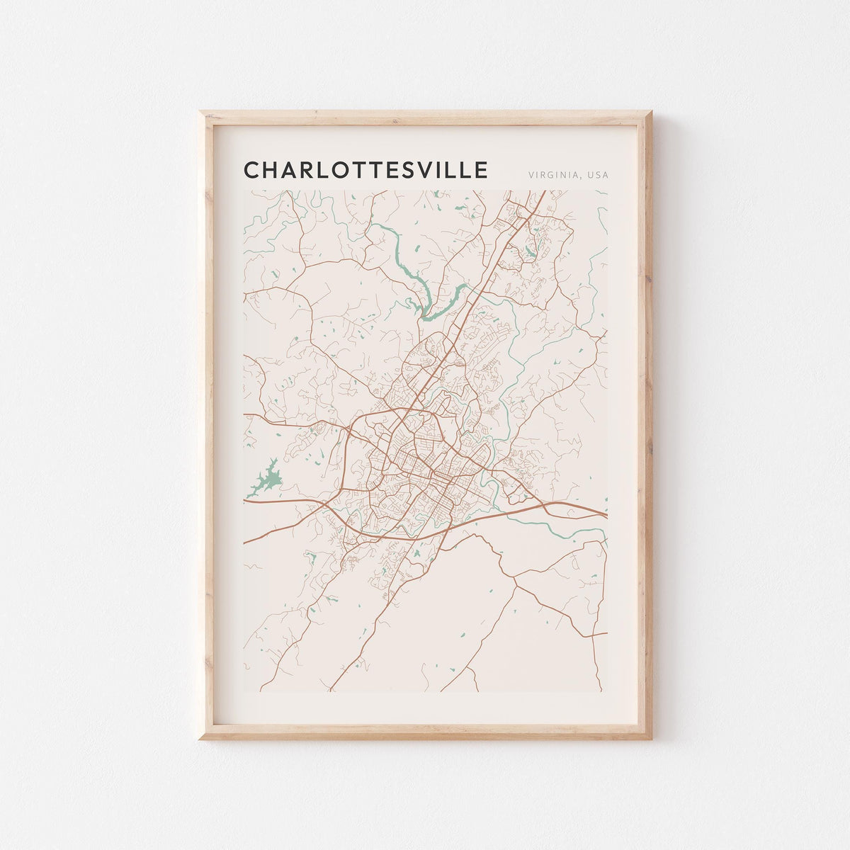 charlottesville, virginia map poster - image 1