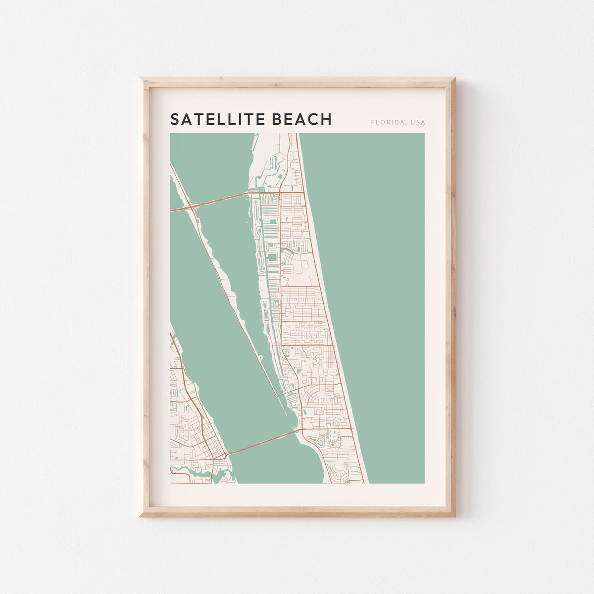 satellite beach, florida map poster - image 1