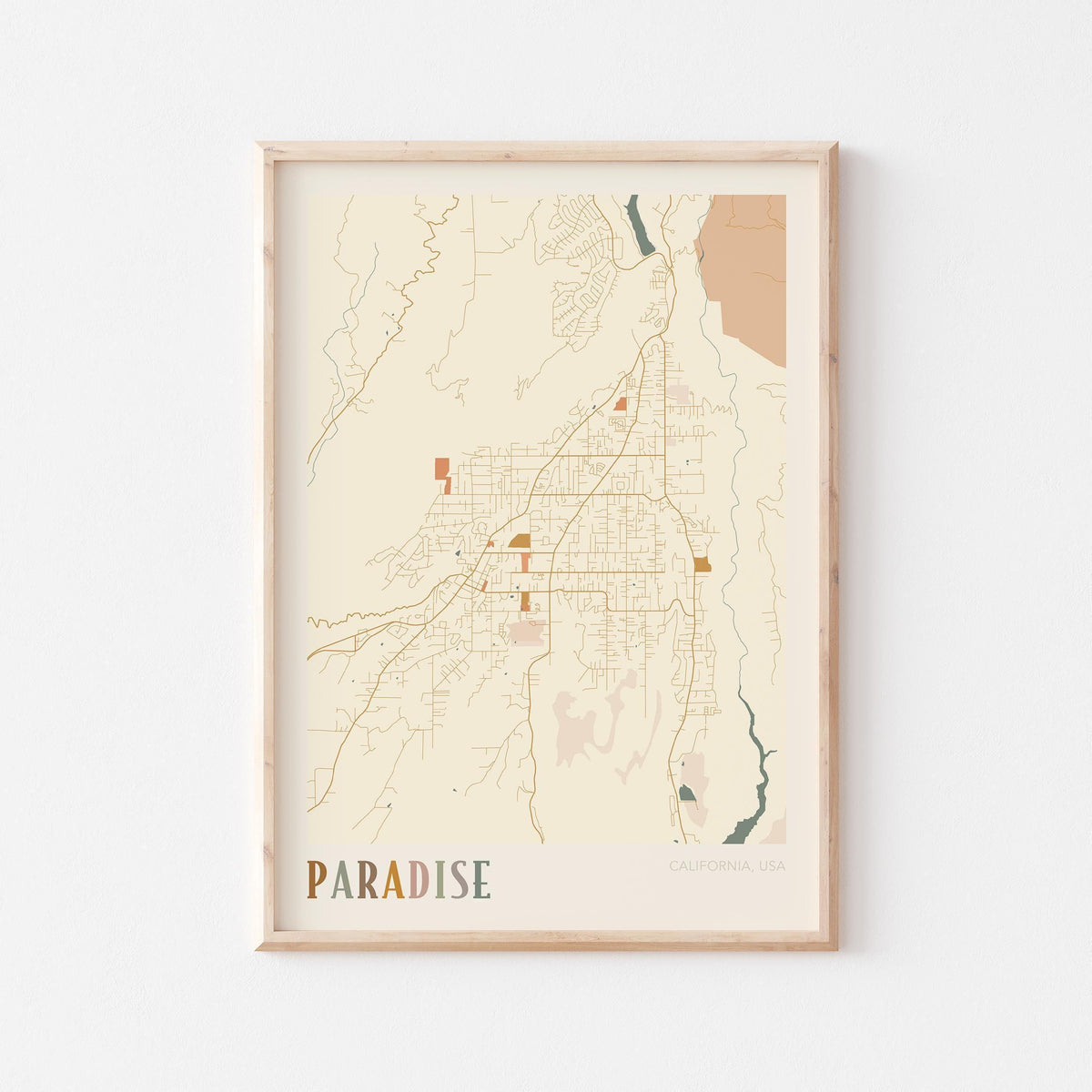 paradise, california map poster - image 1