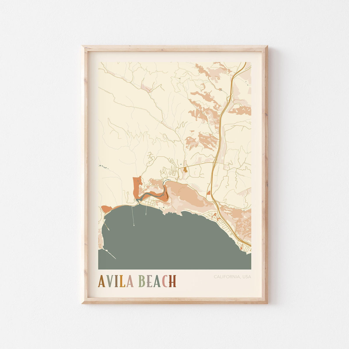 avila beach, california map poster - image 1