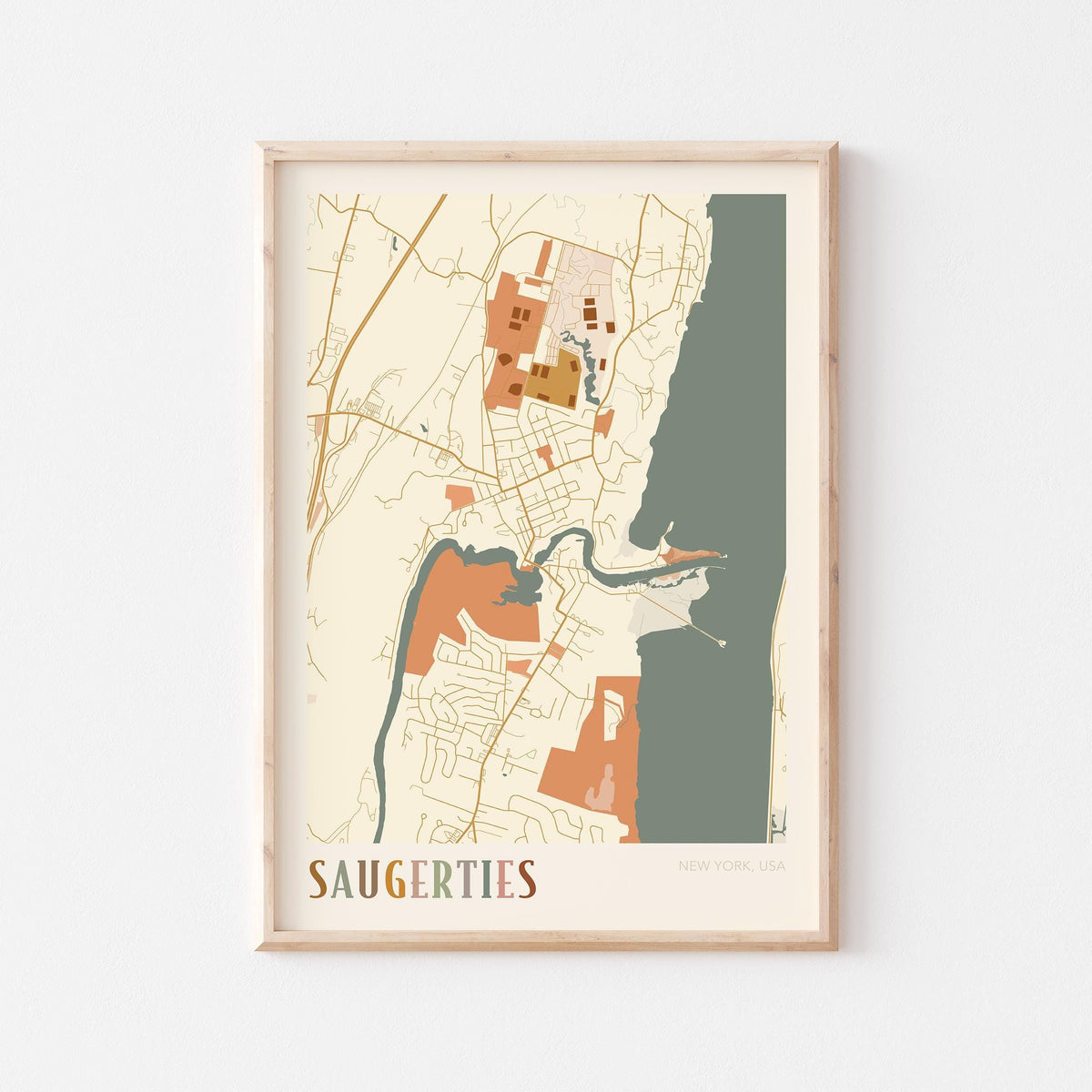 saugerties, new york map poster - image 1
